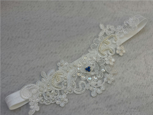 Krajkový luxusní ivory podvazek královská