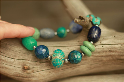 Boho náramok z minerálov mix blue — foto 1