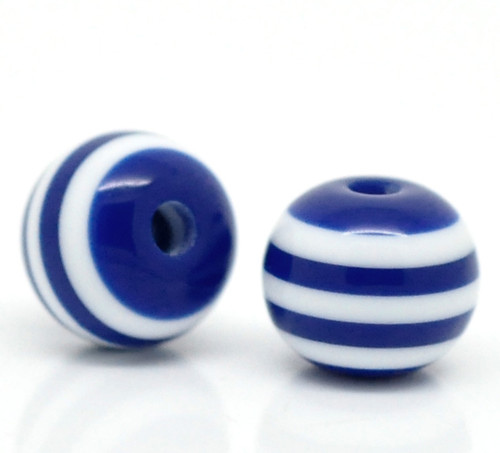 Kuličky pruh /plast /8mm/ modrobílá tm./ 12ks