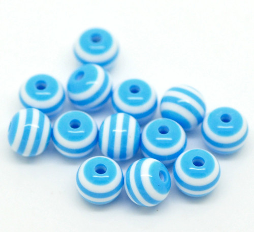 Kuličky pruh /plast /8mm/ modrobílá / 200ks