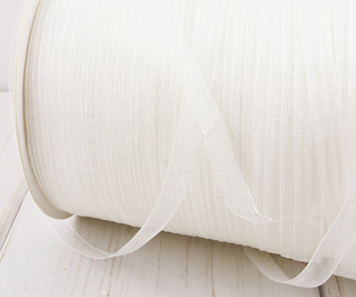 Tenká průhledná bílá stužka, organza, tenká