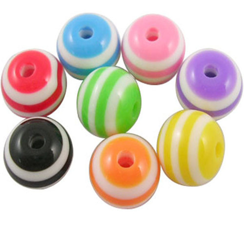 Kuličky pruhované/ plast /10mm/ MIX/ 100ks