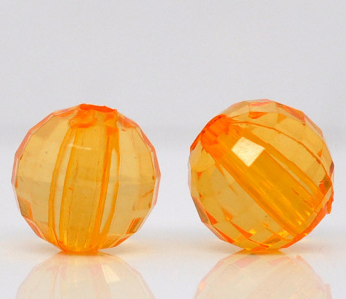 Korálky kuličky/ akryl/ oranžové/ 8mm/ 10ks