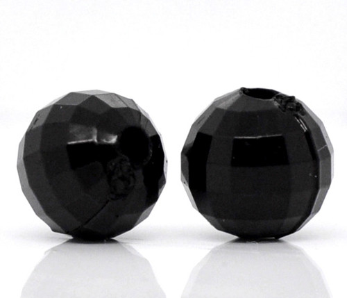 Korálky kuličky/ akryl/ černé/ 8mm/ 10ks