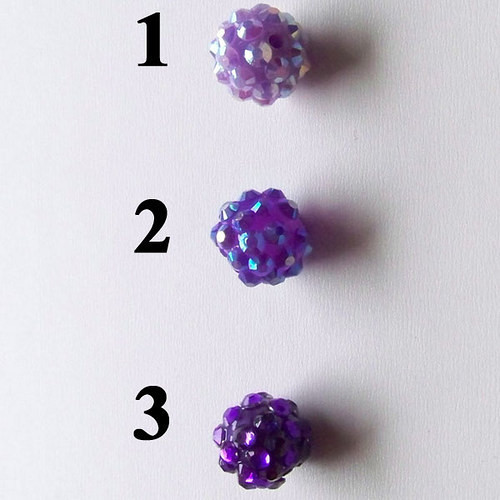Korálky s kamínky/AB duhový/ fialová 2/ 12mm / 1ks