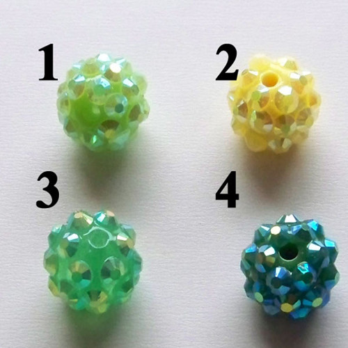 Korálky s kamínky/AB duhový/ žlutá 2 / 12mm / 1ks