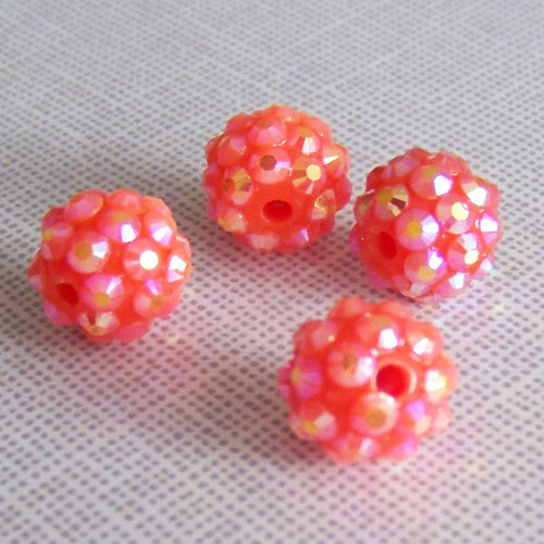 Korálky s kamínky/AB duhový/ oranžová2 /12mm / 1ks