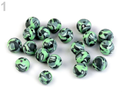 Fimo korálky army Ø6mm (20ks) - zelená — foto 1