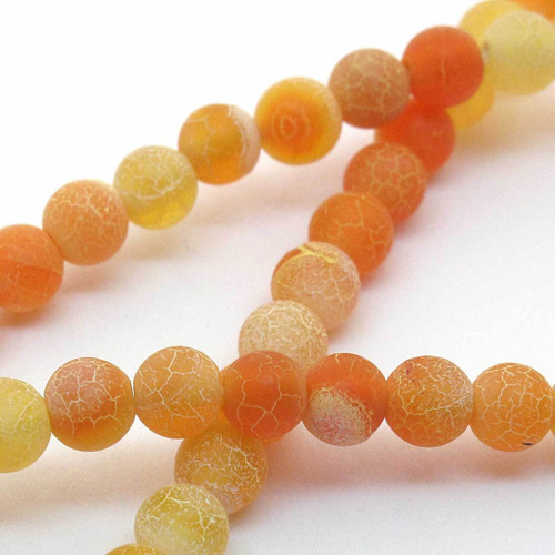Korálky oranžový dračí achát kulaté 6mm (4 ks)