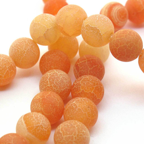 Korálky oranžový dračí achát kulaté 8mm (4 ks)