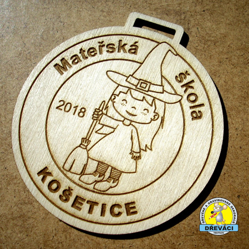 Dřevěná MEDAILE Košetice 2018 - čarodějnice — foto 1