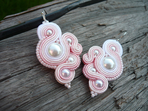Soutache náušnice Lovely Pearl — foto 1
