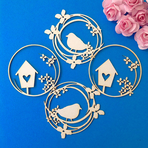 Dekorace 4 ks ,chipboard 5 x 5 cm (CHP 32) — foto 1