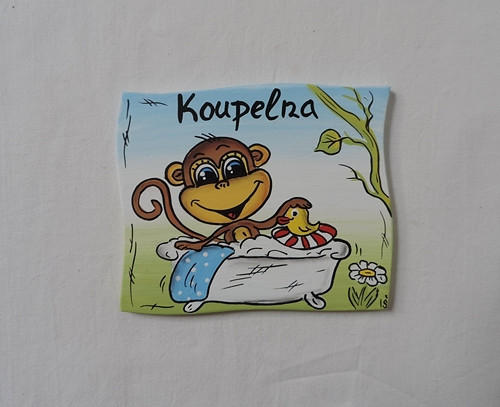 Cedulka na dveře-koupelna opička