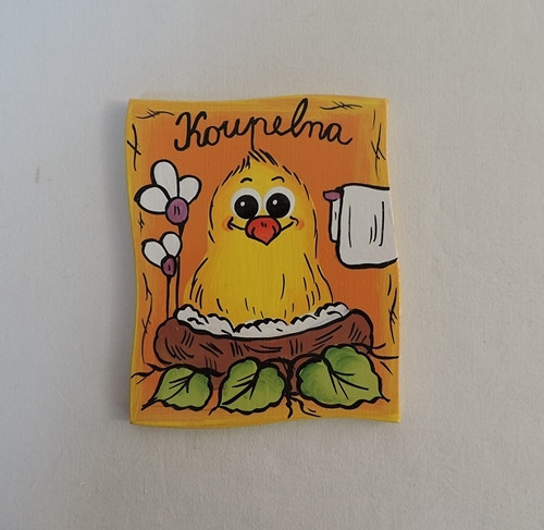 Cedulka na dveře-ptáček-koupelna