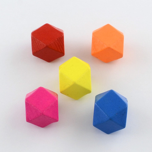 Dřevěné korálky hexa 20mm - barevný mix (5ks)