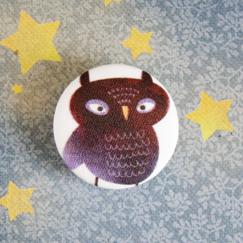 Knoflík buttonek (velký 40mm) - Sova