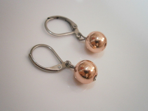 "Hematit - Rose Gold" - náušnice (Nerezová ocel) — foto 1