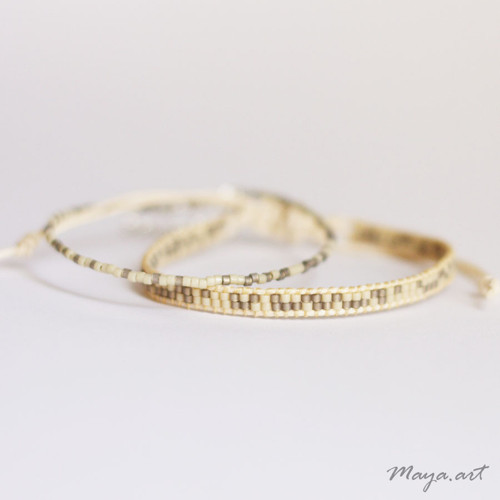 Šedobéžová sada náramků WEAVED BRACELET