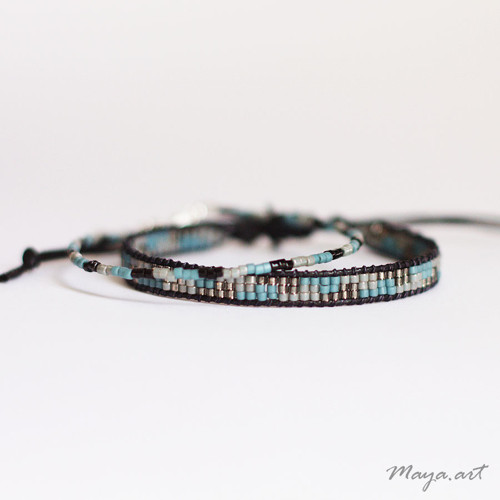 Modročerná sada náramků WEAVED BRACELET