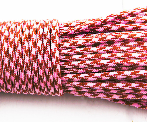 Parašňůra, paracord 330, růžový a hnědý,