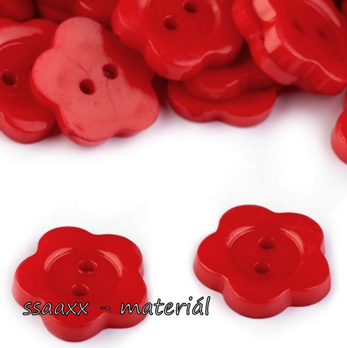 Plastový knoflík ~ květ ~ 14 mm ~ 2 ks ~ červený
