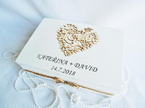 Svatební truhla bílá - LOVE