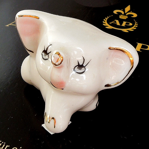 Slon porcelánový ručně malovaný, zlacený