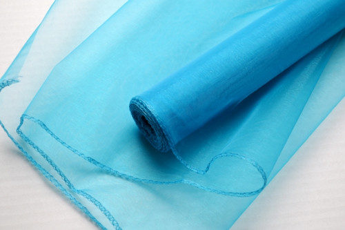Organza tyrkysová obroubená