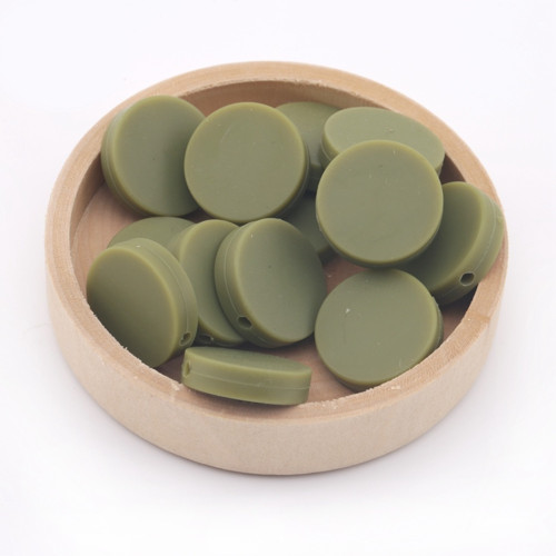 Silikonové korálky placka Ø20mm (1ks) - army