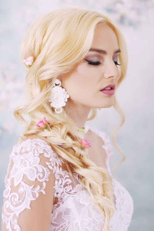 Svatební soutache náušnice s perlami pro nevěstu