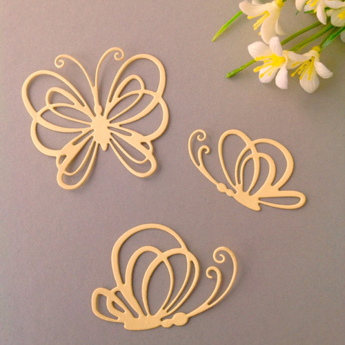 Motýl- sada 3 ks , barva dle přání(výsek)(MOT 45)