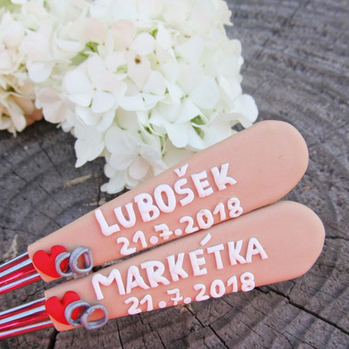 Svatební lžička na dort - 1 ks