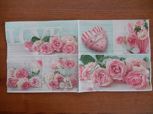 Ubrousek na decoupage-růžové dekorace