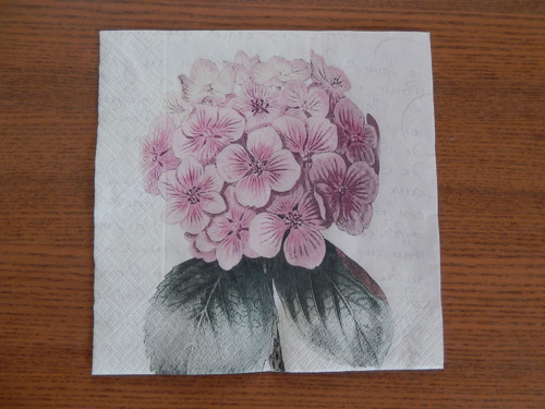 Ubrousek na decoupage - hortenzie v písmu