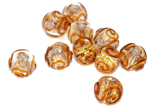 Měď Žlutá Stříbrná transparentní Lampwork české