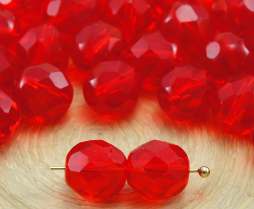 20ks Crystal Ruby Red Jasné Kulaté Broušené Ohněm — foto 1