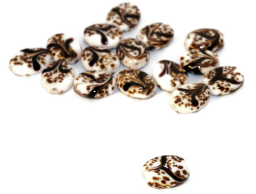 Bílá Hnědá Černá Grace Lampwork Korálky, Pár,