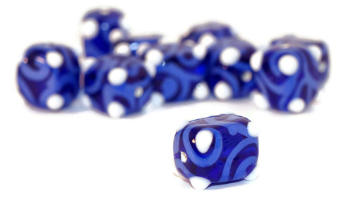 Modrá Bílá Gzhel české Sklo Ruční Lampwork
