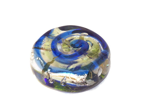 Stříbrná Modrá Zelená Lampwork korálky 925