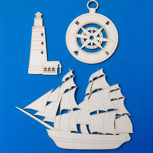 Dekorace 3 ks, 12,8 x 8,8 cm, chipboard