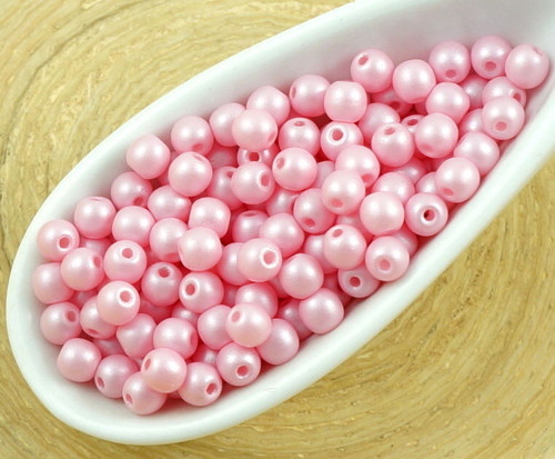 Drobné kulaté korálky candy, české sklo, matné, — foto 1