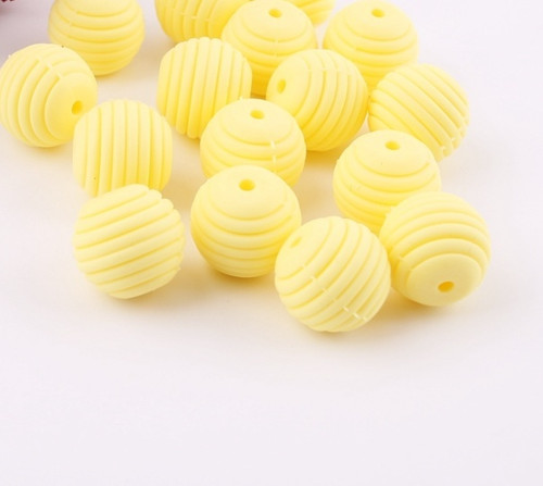 Vroubkované sil. korálky 15mm(1ks)- candy yellow