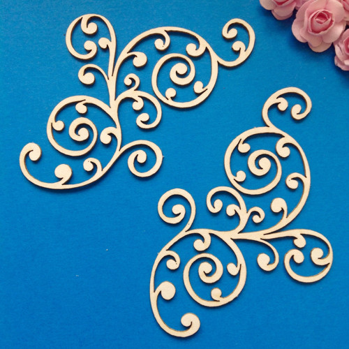 Dekorace 2 ks , 9,5 x 6,3 cm ,chipboard (COR 5)
