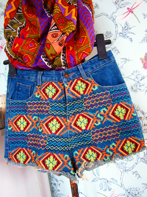 Boho jeans šortky — foto 1