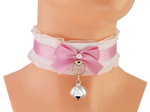 Kitten play collar, bdsm obojek bílý 01