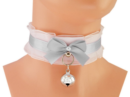 Kitten play collar, bdsm obojek bílý 02