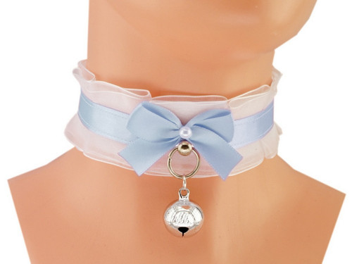 Kitten play collar, bdsm obojek bílý 03