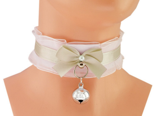Kitten play collar, bdsm obojek bílý 06