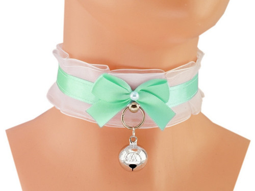 Kitten play collar, bdsm obojek bílý 07